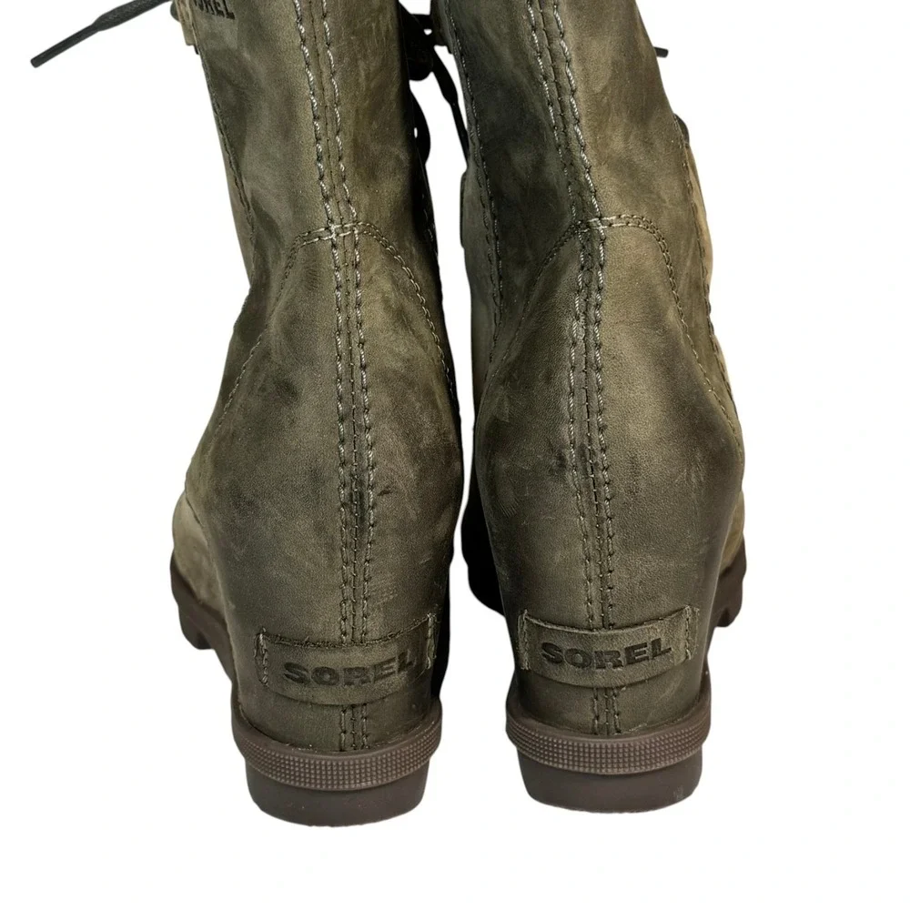 Sorel Women Joan‎ of Arctic Boot Size 6.5 Waterproof Olive Combat Wedge Lug